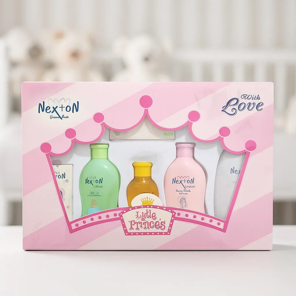 Little Princess Baby Care Gift Set – 5-Piece Newborn Skincare in Pink Crown Box