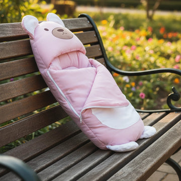 Pink Bear Hug Baby Swaddle Sleeping Bag