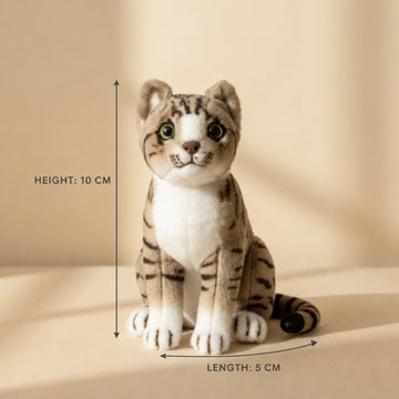 Realistic Tabby Cat Plush Toy - Lifelike Striped Kitten Stuffed Animal