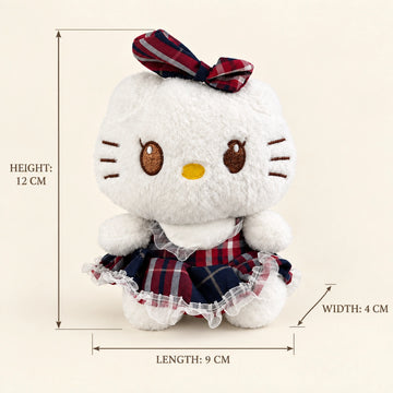 Hello Kitty Tartan Plaid Dress Plush Toy - Sanrio Winking Lace Frill Stuffed Doll