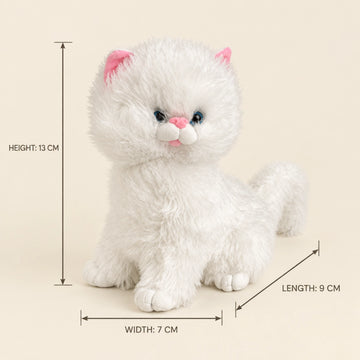White Persian Cat Plush Toy - Realistic Fluffy Kitten Stuffed Animal (Small)
